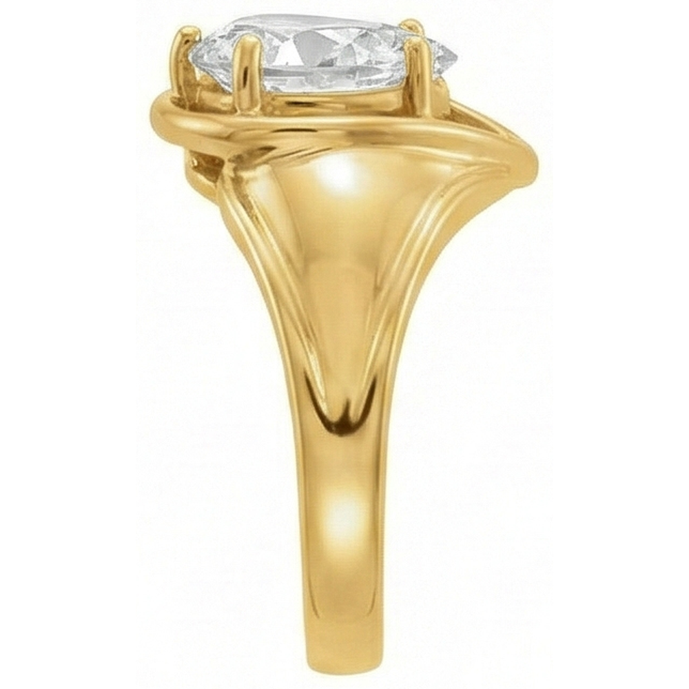 Cuscino Antico Brillante anello in Oro Giallo 14K – vista laterale