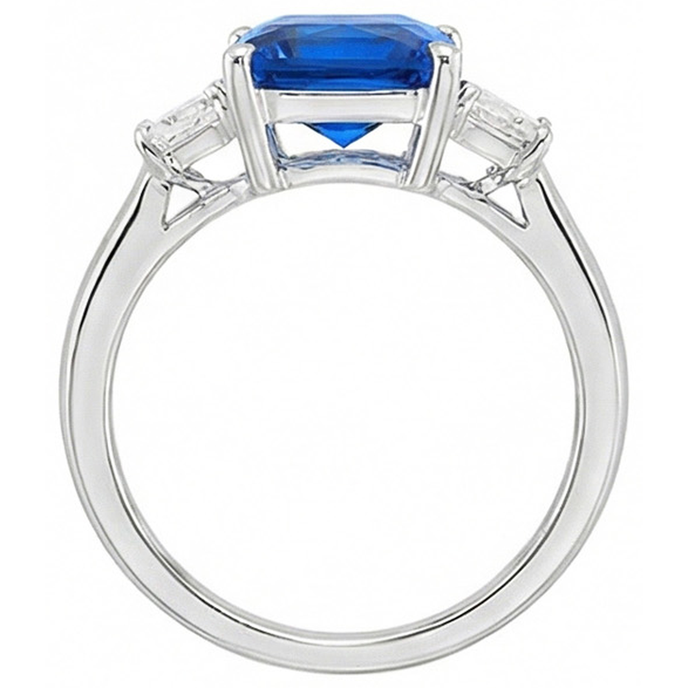 3 pietre trapezoidali diamante e zaffiro Srilanka taglio radiante 4 carati
