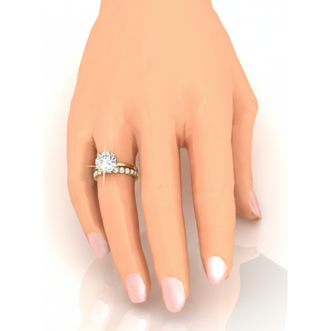 Anello di Proposta Oro Giallo 14K con Diamante – vista profilo