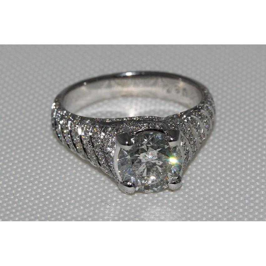 3.50 Ct. Anello Di Fidanzamento Con Genuino Diamante Micro Pave Gold Ring