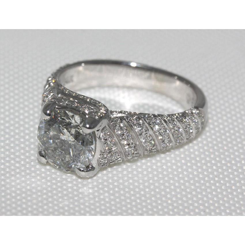 3.50 Ct. Anello Di Fidanzamento Con Genuino Diamante Micro Pave Gold Ring
