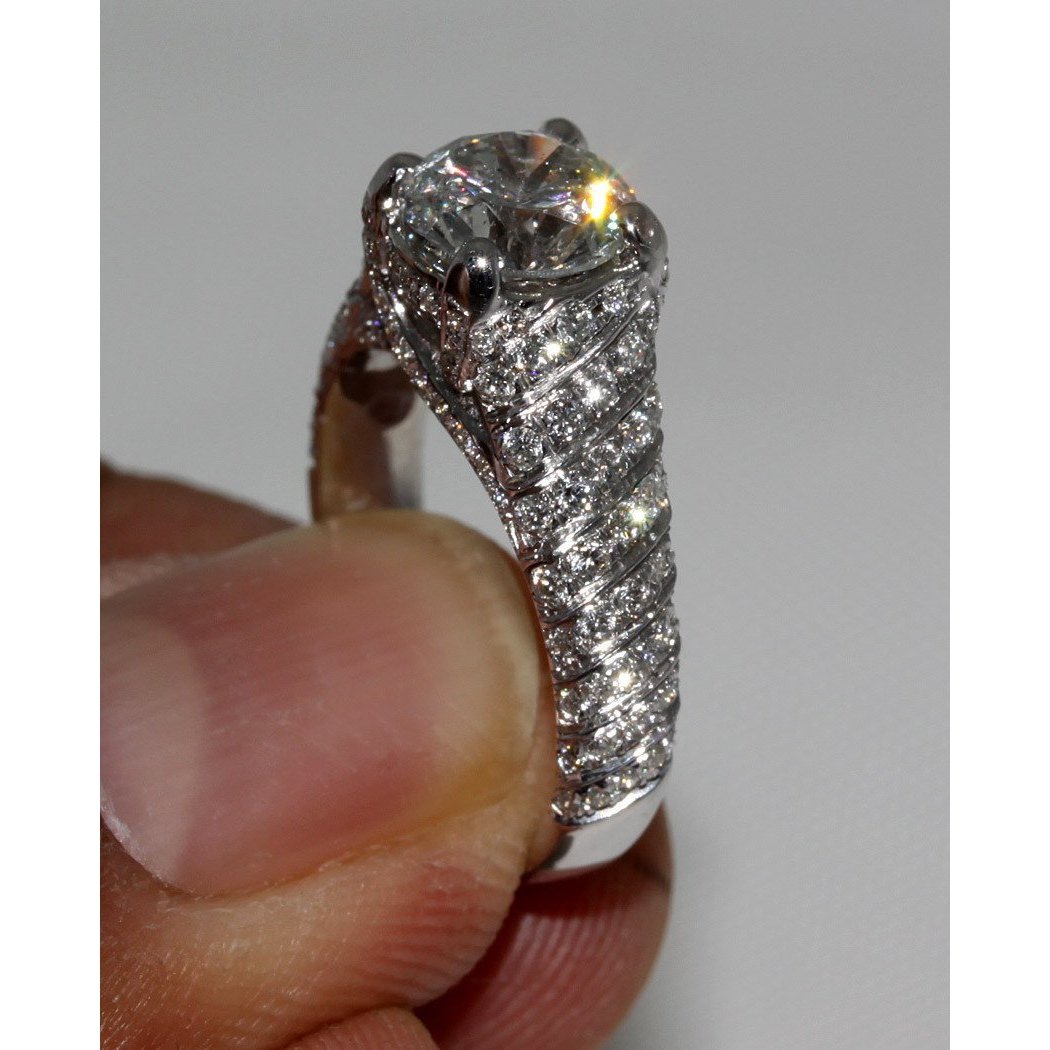 3.50 Ct. Anello Di Fidanzamento Con Genuino Diamante Micro Pave Gold Ring