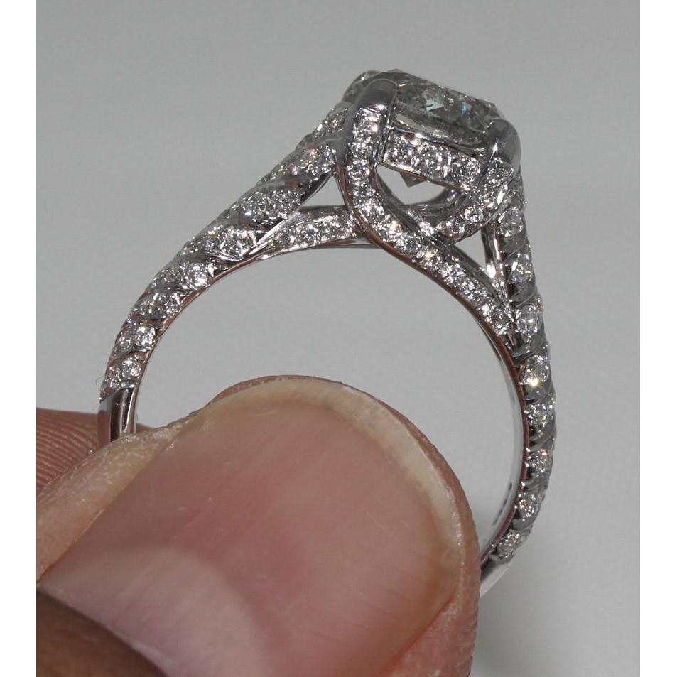 3.50 Ct. Anello Di Fidanzamento Con Genuino Diamante Micro Pave Gold Ring