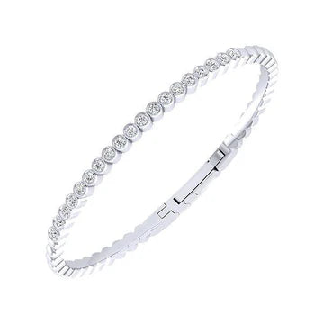 3.80 Carati Vero Diamante Tondo Braccialetto Donna Oro Bianco 14K