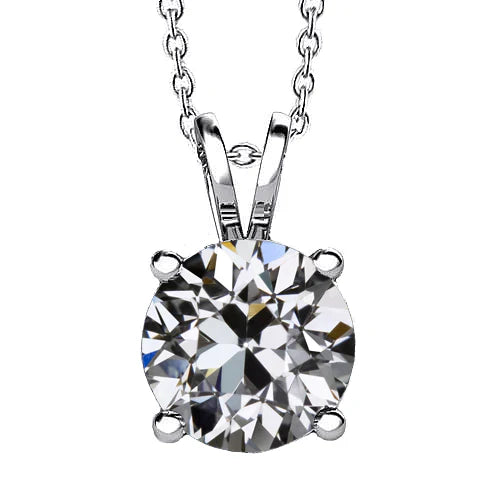 Diamante Cuscino Antico Collana Pendente in Oro Bianco 14K – vista principale