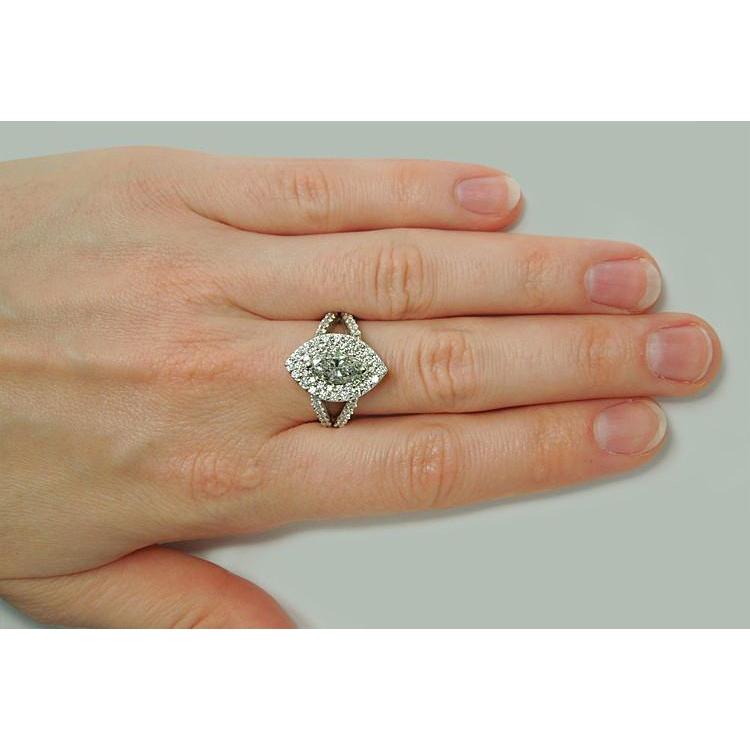 3 Carati Doppio Anello Di Fidanzamento Con Genuino Diamante Marquise Con Gambo Diviso
