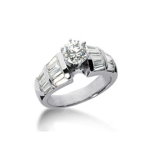 3 Carati Genuino Diamante Solitario Con Accenti Anello In Oro Bianco
