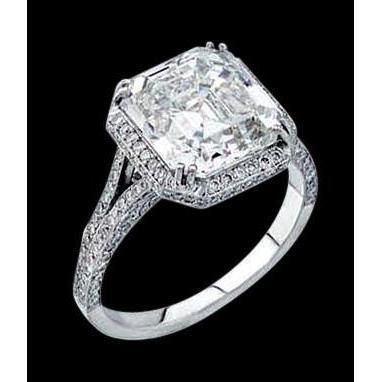 3 Ct. Solitario Con Anello Di Naturale Diamanti Radianti Con Accenti Di Gioielli Da Donna