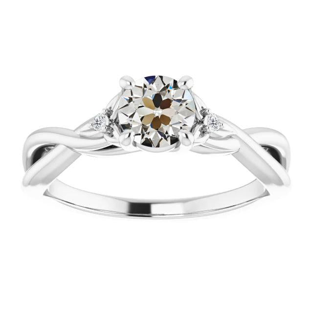 3 Pietre Rotonde Vecchio Anello Europeo Con Naturale Diamanti Stile Infinito 2,50 Carati