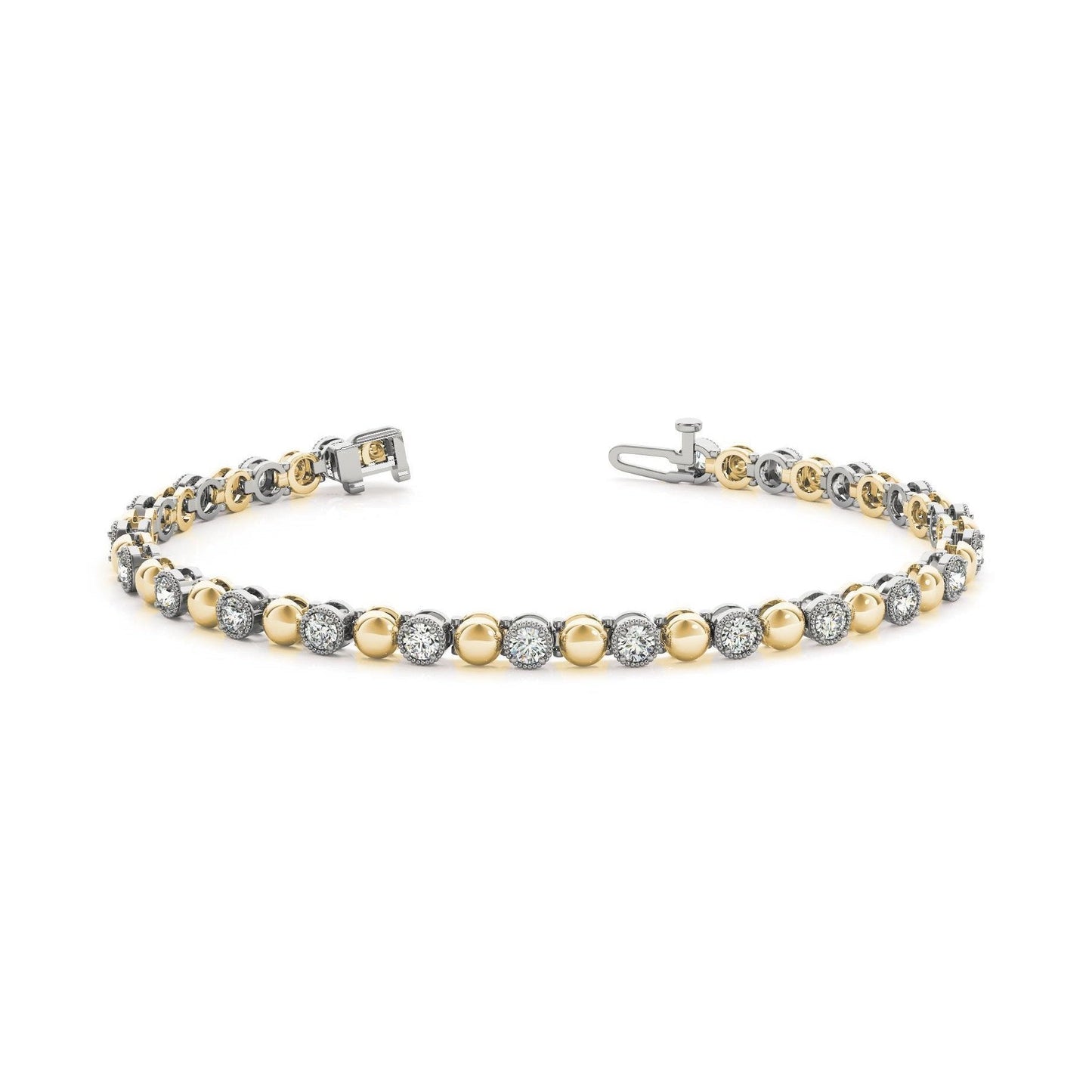 3.15 Carati Bracciale Con Naturale Diamanti Taglio Brillante Scintillante Oro 14K