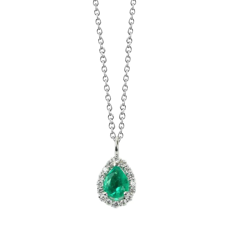 3.45 ct. Collana con ciondolo in pietra preziosa Verde smeraldo e diamanti con catena