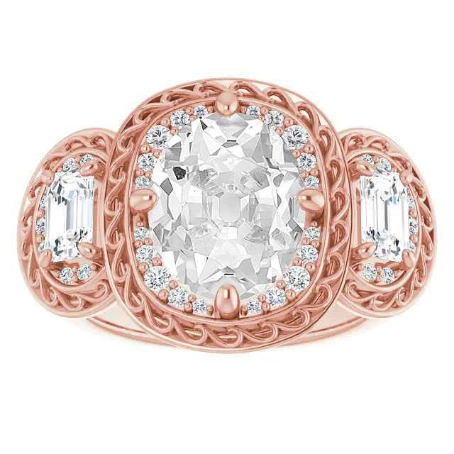 Brillante Anello con Pavé Halo 5,50 carati Oro Rosa 14K – vista principale