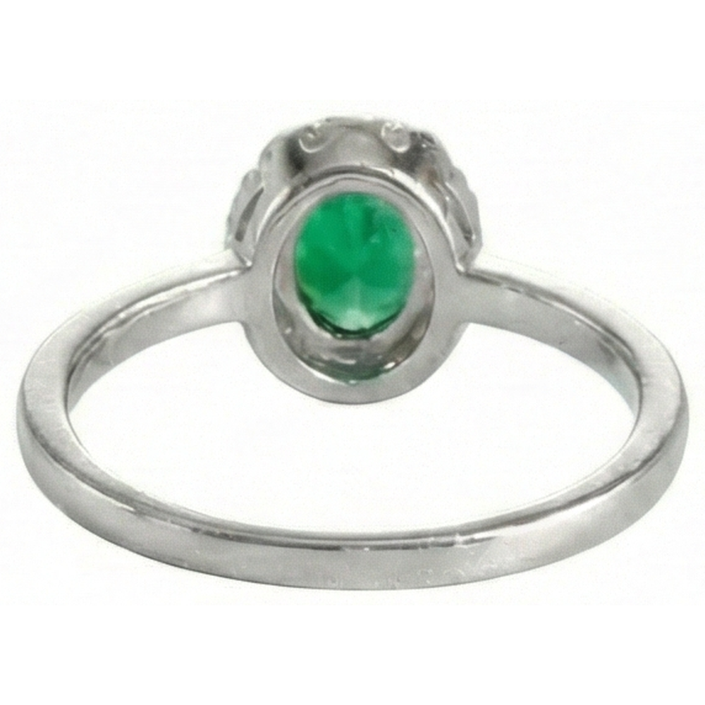 4.50 carati ovale Verde smeraldo gemma e anello di diamanti in oro bianco 14K