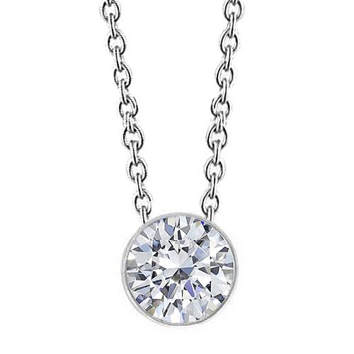 4 Carati Grande Collana Di Vero Diamanti Ciondolo Diapositiva Lunetta Gioielli Set Oro 14K