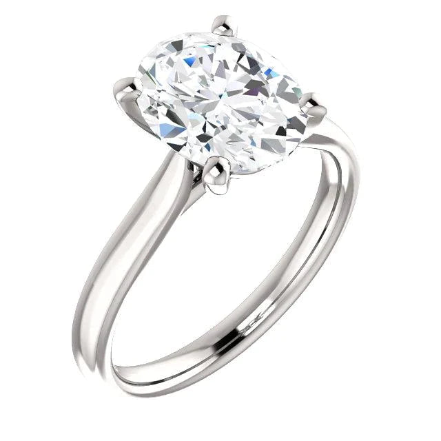 4 Carati Ovale Anello Di Vero Diamante