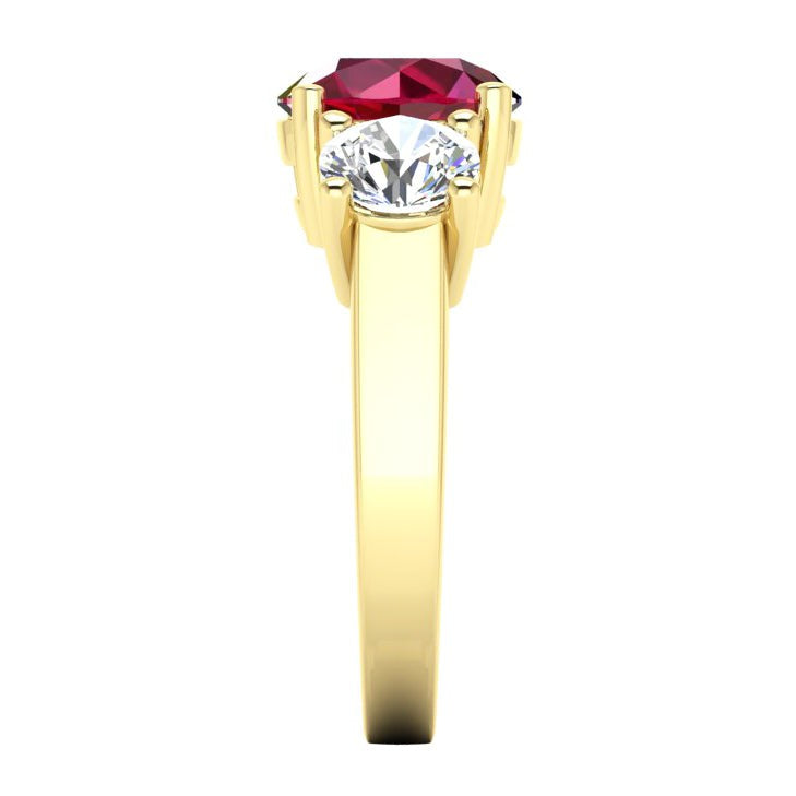 4 ct Anello da donna in Oro Bianco con 3 Pietre di Rubini e Rotondo Diamanti