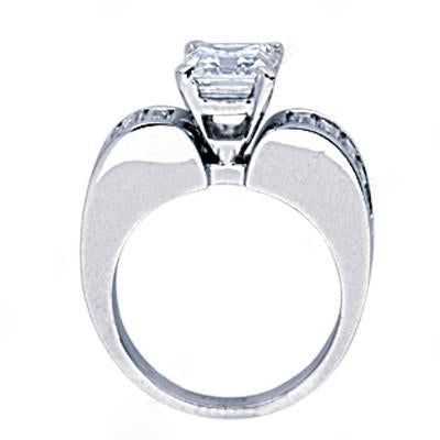4.25 Ct. Anello Di Fidanzamento Con Vero Diamante Solitario Taglio Smeraldo Con Accenti