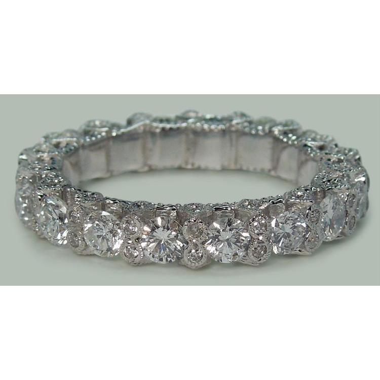 4.68 Carati Genuino Diamanti Brillanti Tondi Gruppo Musicalea Dell'Eternità Oro Bianco 14K