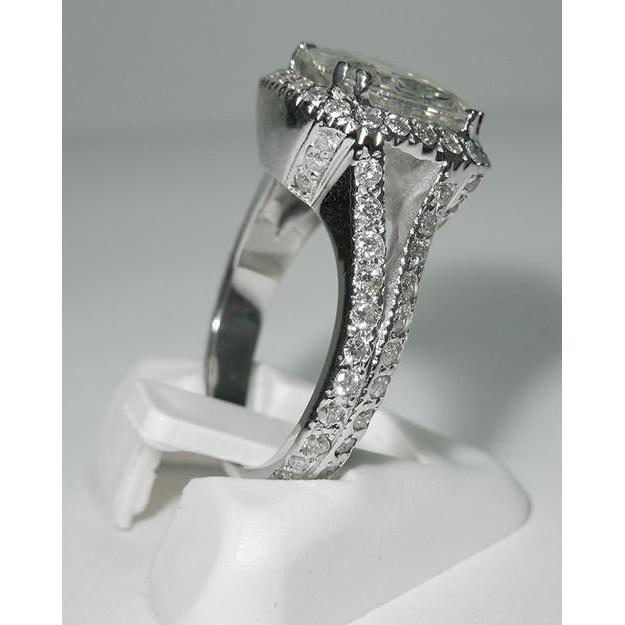 4 Carati Cuscino Centro Genuino Diamante Anello Halo Gioielli In Oro Bianco
