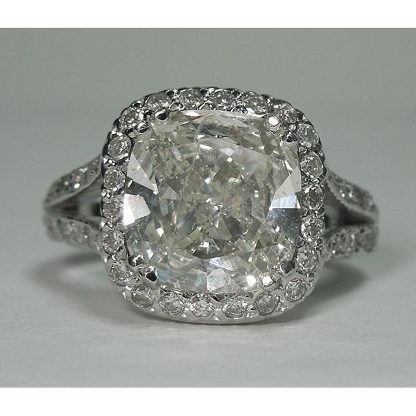 4 Carati Cuscino Centro Genuino Diamante Anello Halo Gioielli In Oro Bianco