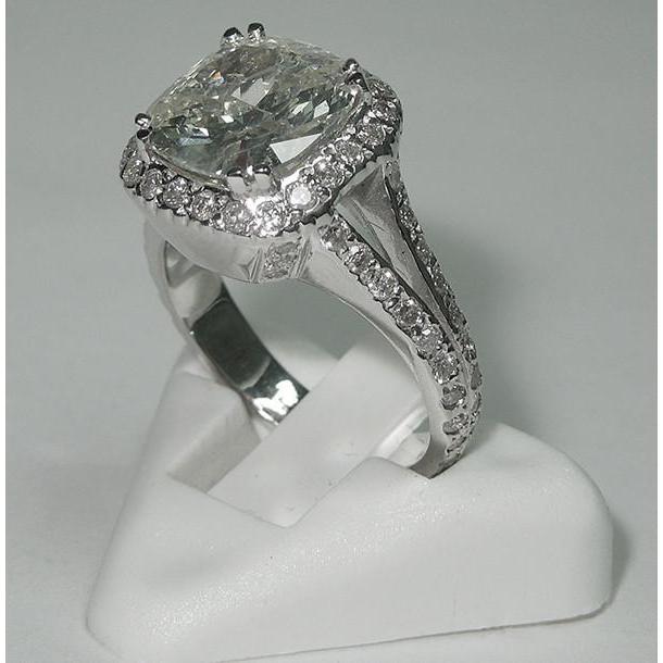 4 Carati Cuscino Centro Genuino Diamante Anello Halo Gioielli In Oro Bianco