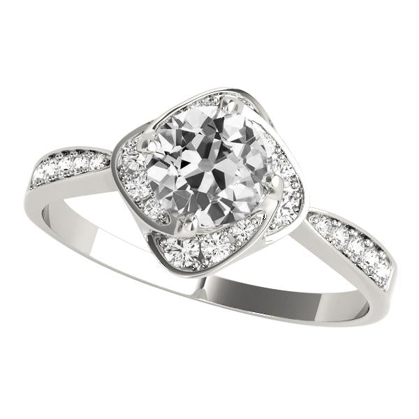 4 Carati Rotondo Vecchio Minatore Naturale Diamante Anello Di Fidanzamento In Stile Floreale Gioielli