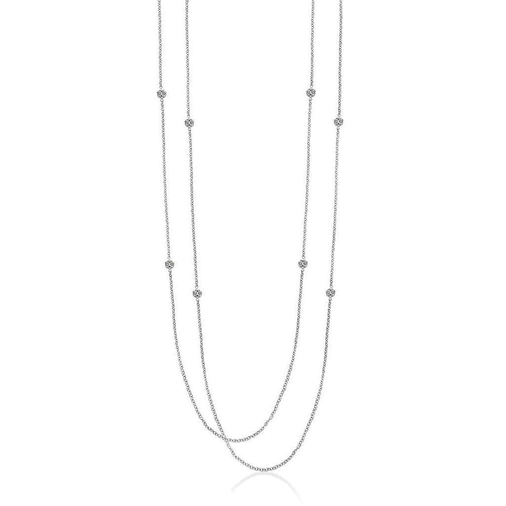 4 Ct Vero Diamanti By Yard Collana Doppia 46 cm Catena In Oro Bianco