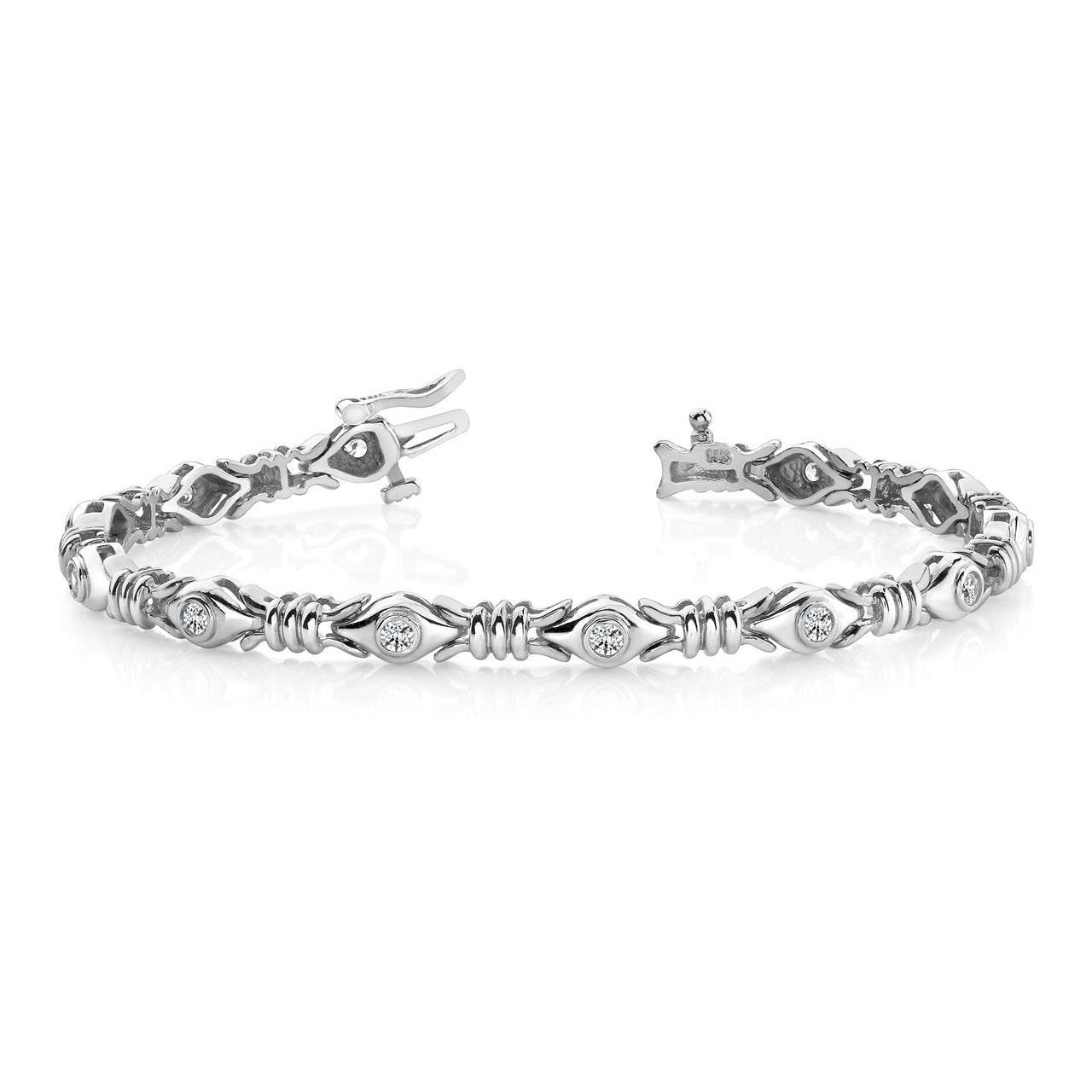 4.20 Ct Di Lunetta Con Vero Diamanti Rotondi Incastonati A Maglie A X Bracciale In Oro Bianco 14K