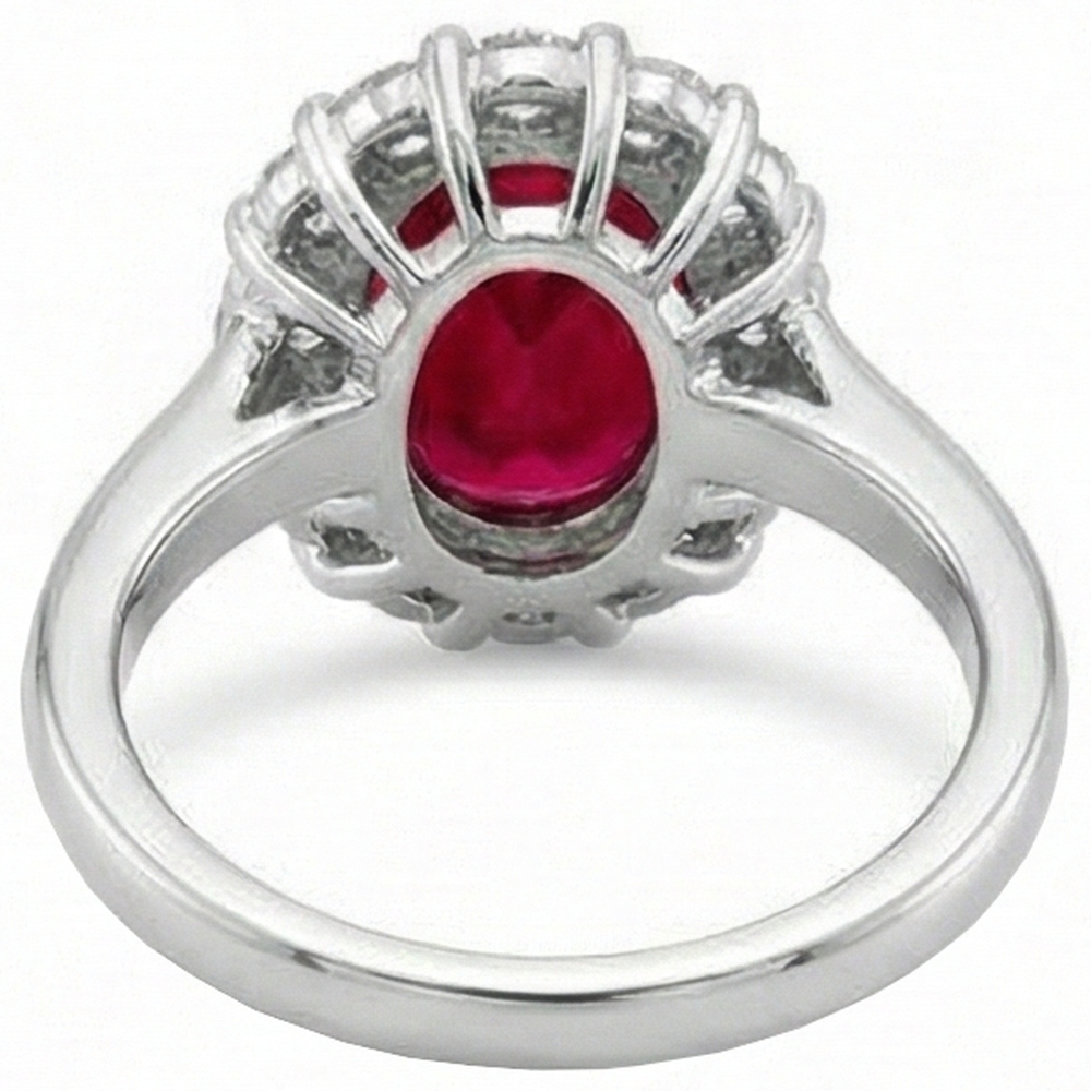 5.25 carati rubino con anello nuziale diamante oro bianco 14K