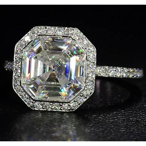 5 Carati Anello Genuino Diamante Asscher
