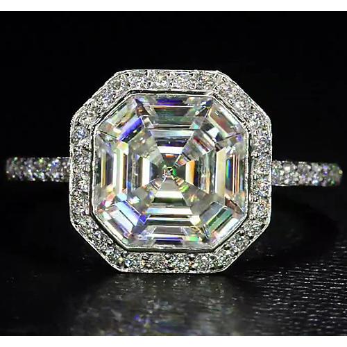 5 Carati Anello Genuino Diamante Asscher