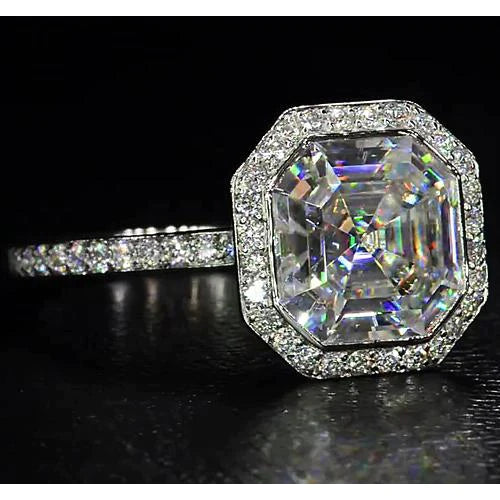 5 Carati Anello Genuino Diamante Asscher