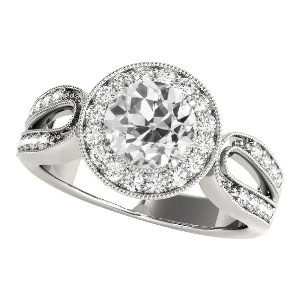 5 Carati Halo Il Giro Vecchio Taglio Naturale Diamante Wedding Ring Gambo Diviso