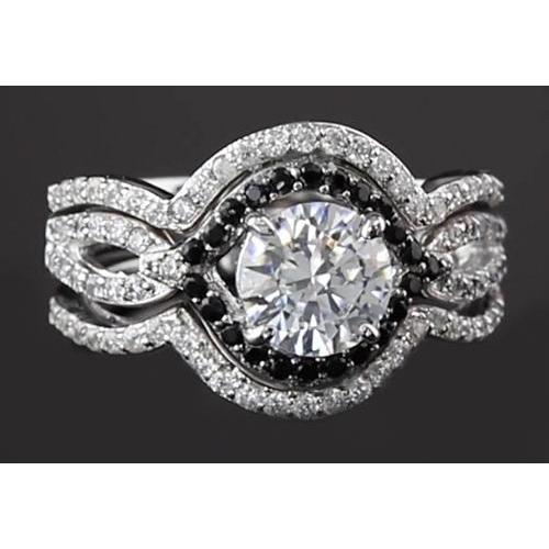 5.50 Carati Di Diamanti Tondi Con Set Di Anelli Per I'Anniversario Di Naturale Diamanti Neri
