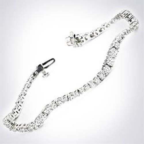 6.60 Ct Bracciale Vero Diamante Fine Diamante Solido Oro Bianco Scintillante