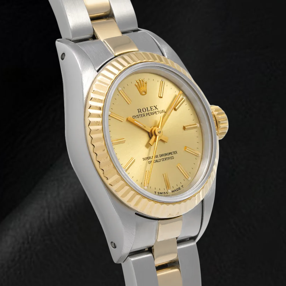 67193 Orologio da donna Rolex ostrica perpetua con quadrante champagne