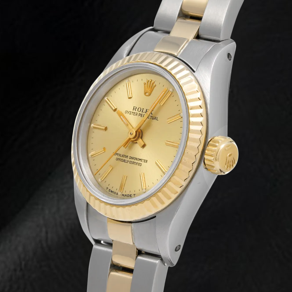 67193 Orologio da donna Rolex ostrica perpetua con quadrante champagne
