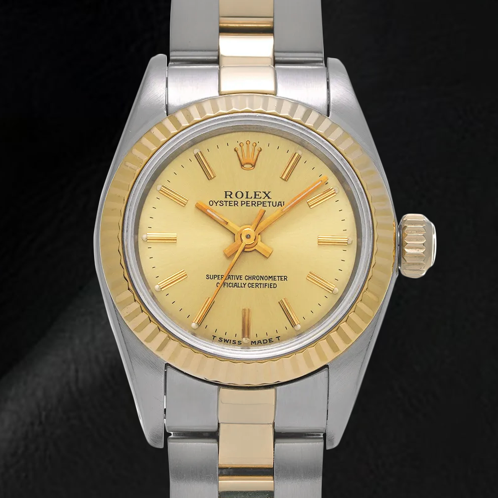 67193 Orologio da donna Rolex ostrica perpetua con quadrante champagne