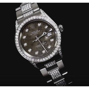 6 Ct. Orologio Rolex con quadrante personalizzato con lunetta in diamanti