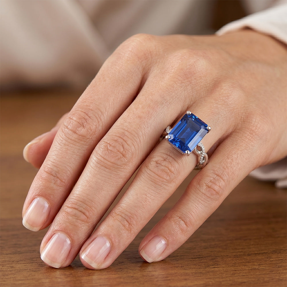 7 Carati Zaffiro Anello di Fidanzamento
