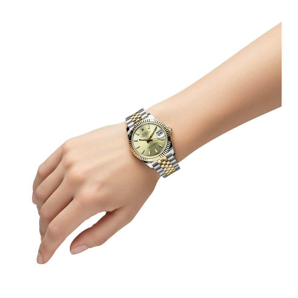 Orologio Rolex Datejust 31mm champagne luminoso bicolore