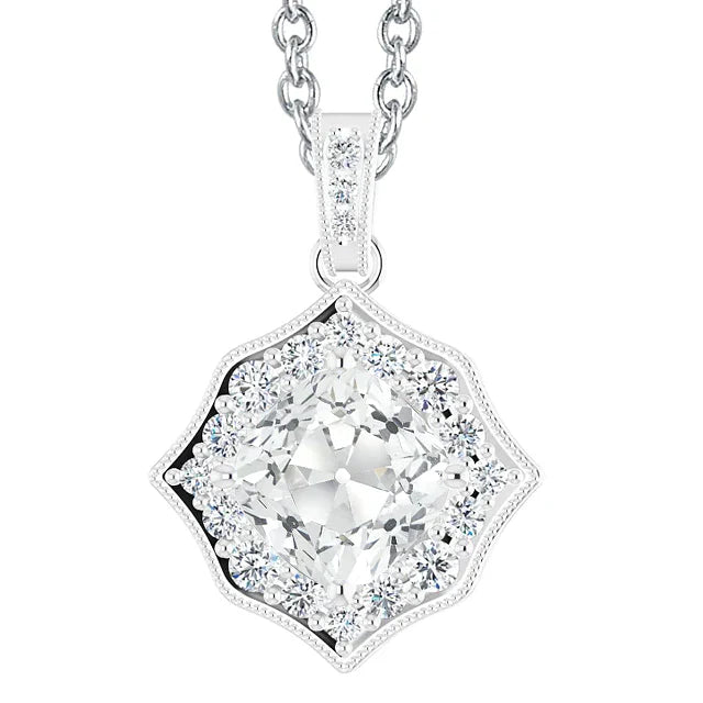 Pendente a Goccia Oro Bianco 14K con Diamante Fine – vista principale