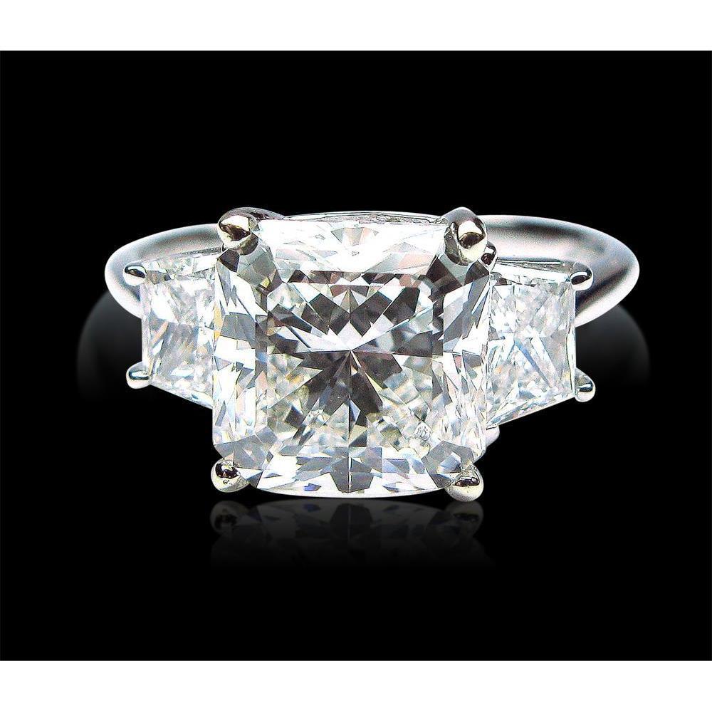 7 Carati Anello Di Naturale Diamanti Radianti E Trapezoidali Con Tre Pietre