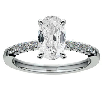 7 Carati Ovale Anello di Vero Diamante