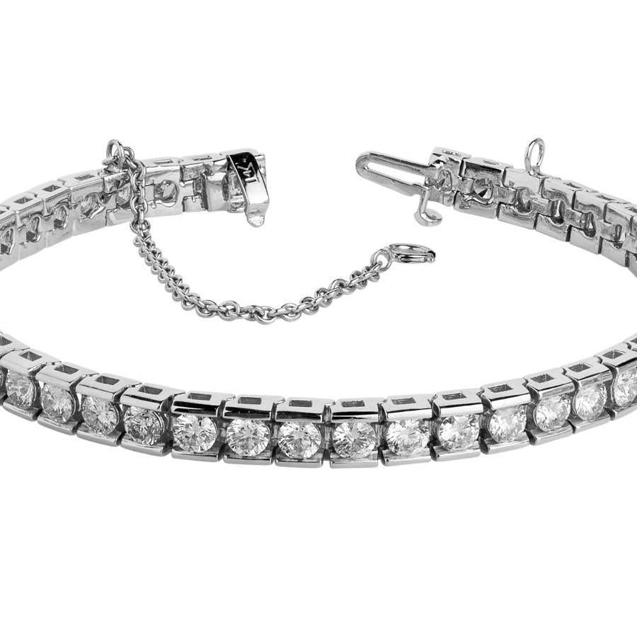 8.80 Ct. Bracciale Tennis Con Canale Di Genuino Diamanti In Oro Bianco 14K