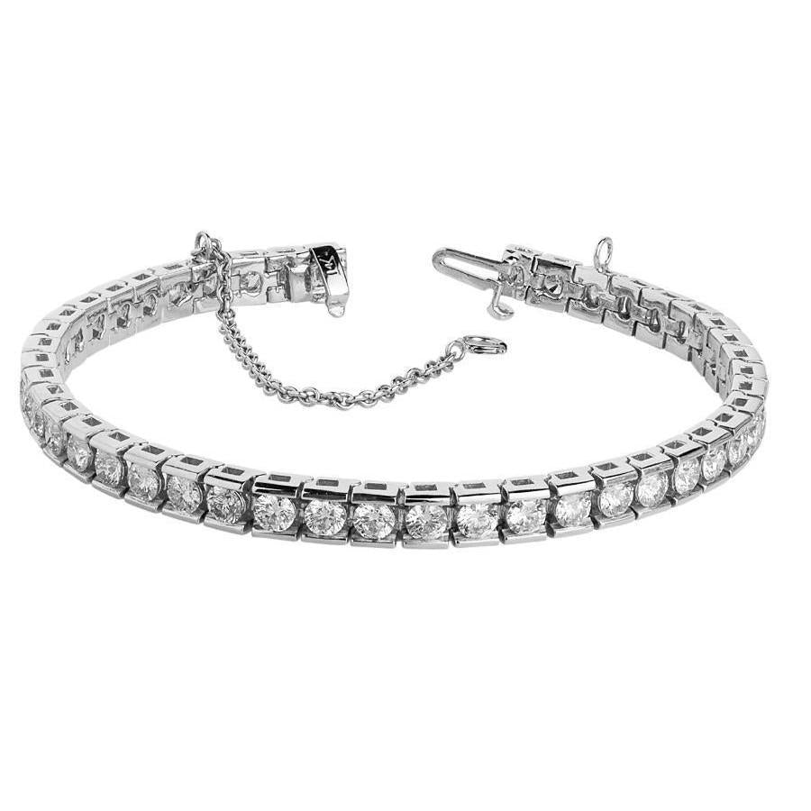 8.80 Ct. Bracciale Tennis Con Canale Di Genuino Diamanti In Oro Bianco 14K