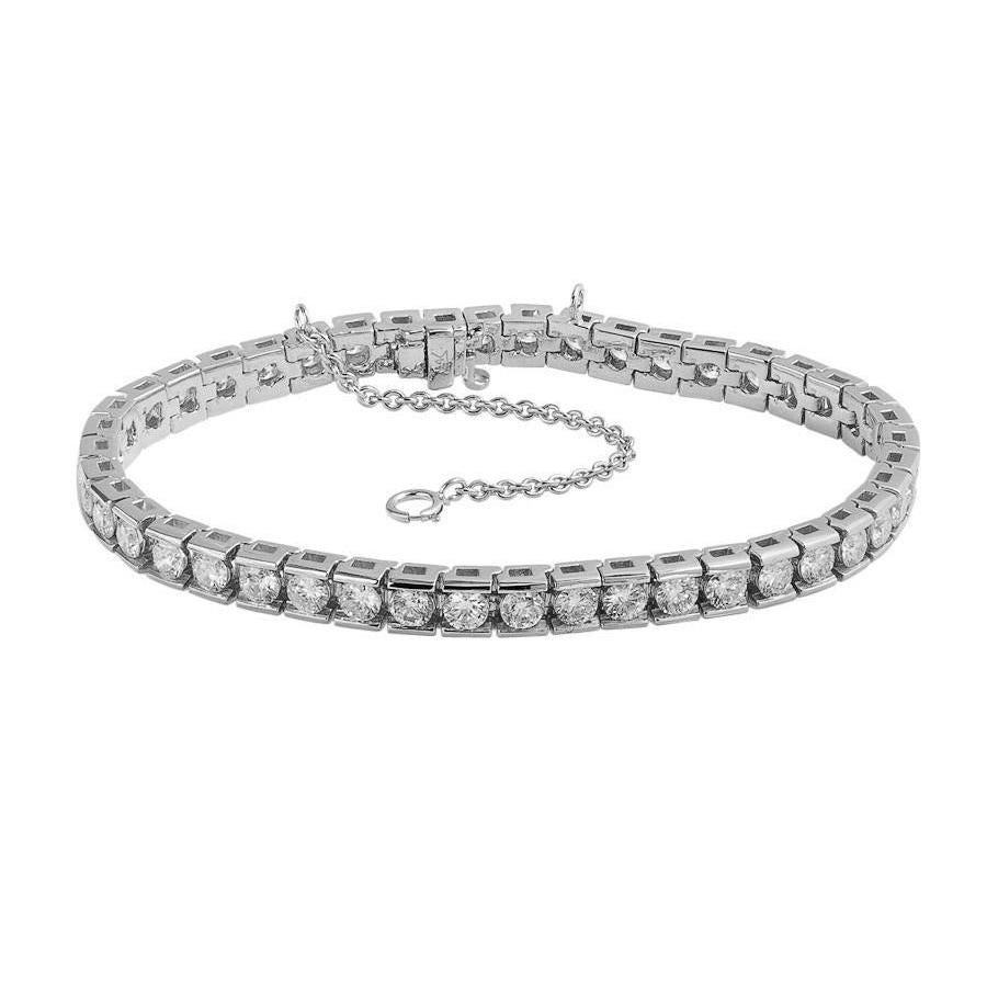 8.80 Ct. Bracciale Tennis Con Canale Di Genuino Diamanti In Oro Bianco 14K