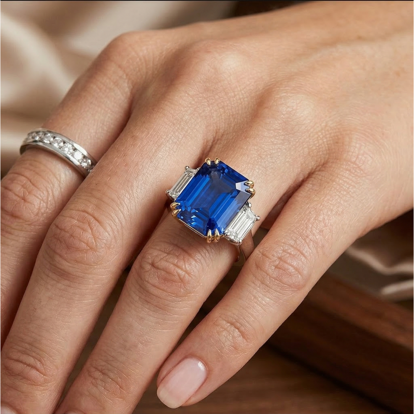8 Carati Blu Zaffiro Anello