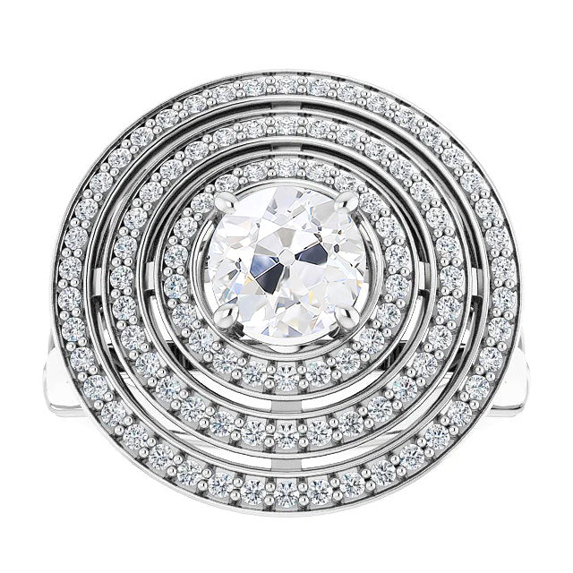 Brillante Anello con Pavé Halo 2-carati Oro Bianco 14K – vista principale