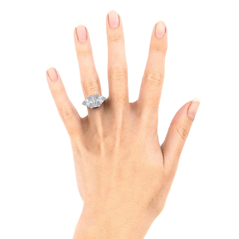 9 Carati Radiante Trilliant Anello Di Vero Diamante